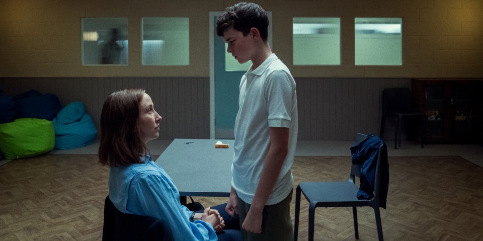 Erin Doherty and Owen Cooper in a scene from *Adolescence*.