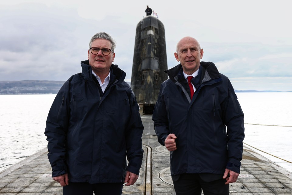 Prime Minister Keir Starmer and Defence Secretary John Healey on a Vanguard class submarine.