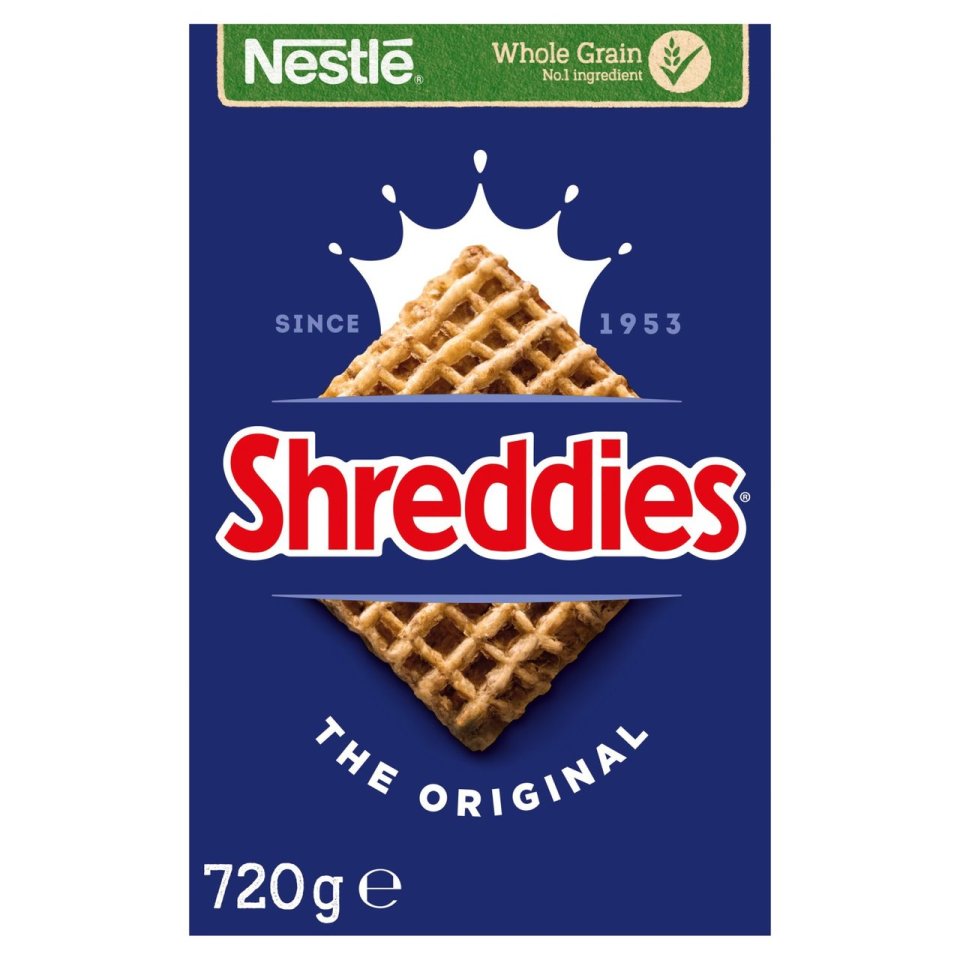 Box of Nestle Shreddies Original Cereal (720g).