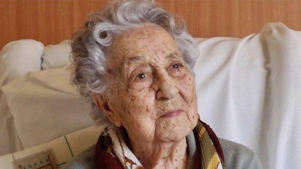 Portrait of Maria Branyas Morera, the world's oldest person.