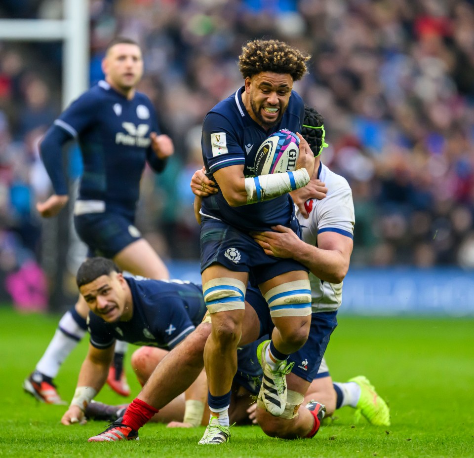 Andy Christie of Scotland during a rugby match.