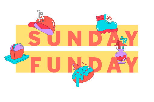 Sunday Funday infobox logo with colorful spot illustrations