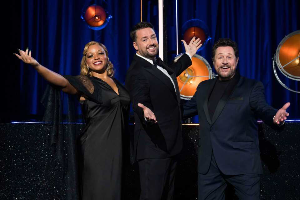 Marisha Wallace, Jason Manford, and Michael Ball at the National Lottery's Big Night of Musicals.