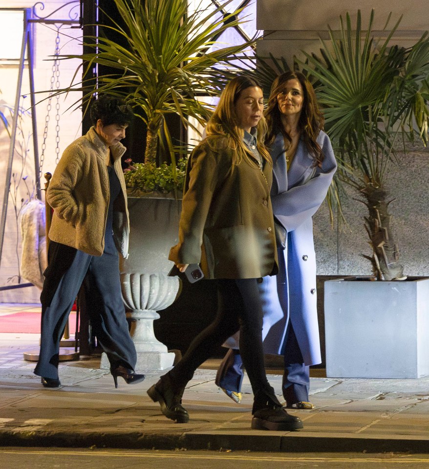 Cheryl Tweedy leaving a restaurant with her mother and a friend.