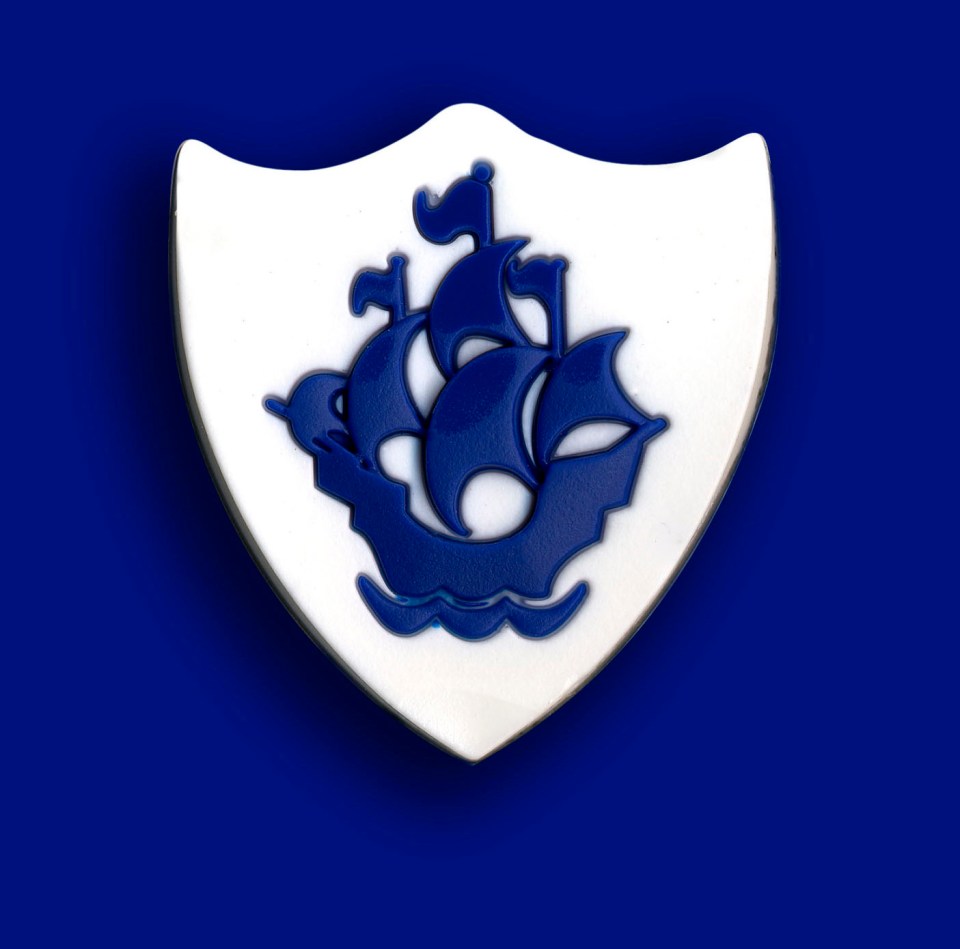 Blue Peter badge made from recycled materials.