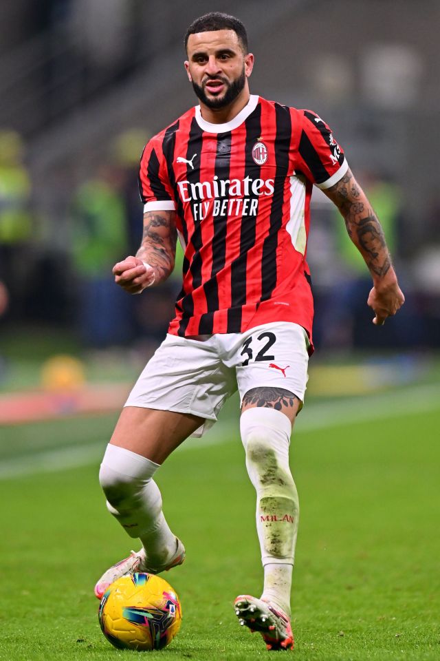 Kyle Walker of AC Milan playing soccer.