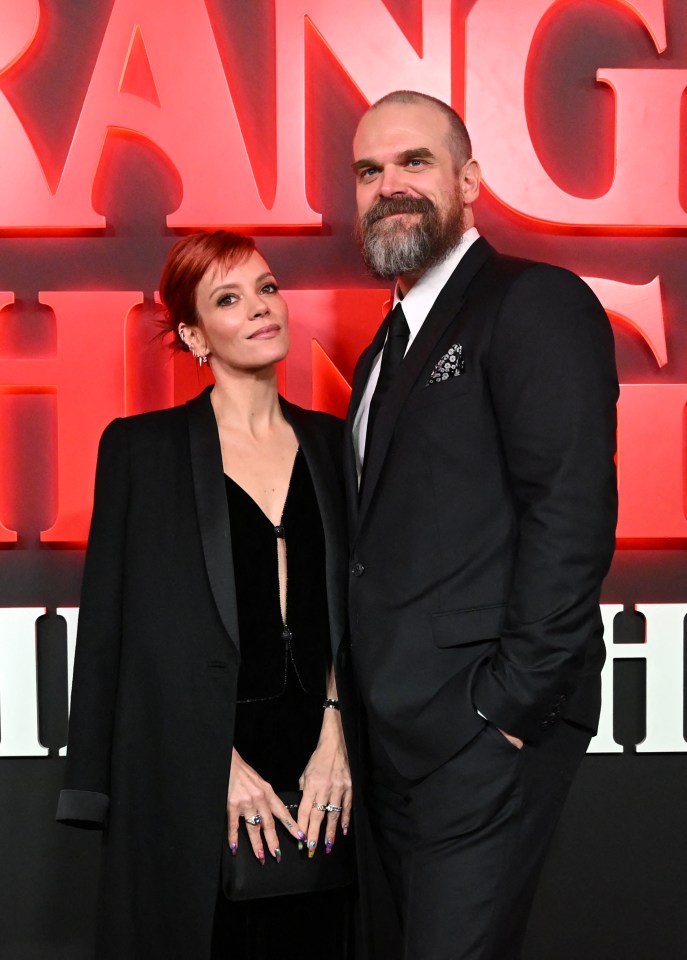 Lily Allen and David Harbour at the Stranger Things premiere.