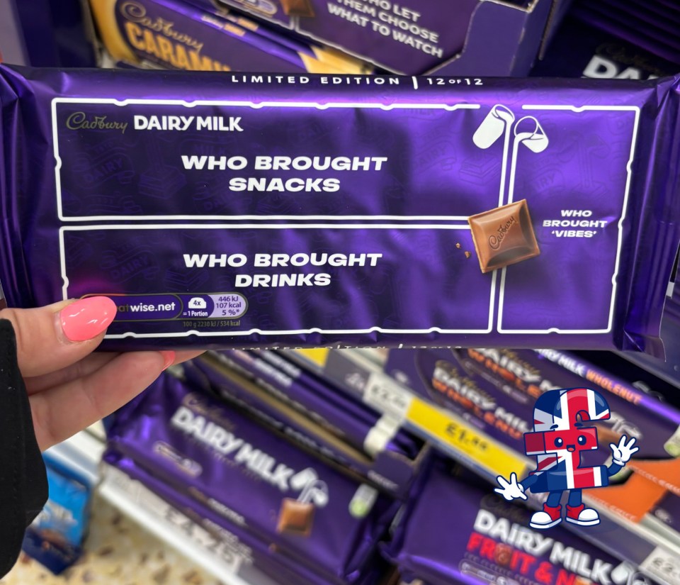 Cadbury Dairy Milk limited edition chocolate bar, "Who brought snacks? Who brought drinks?"