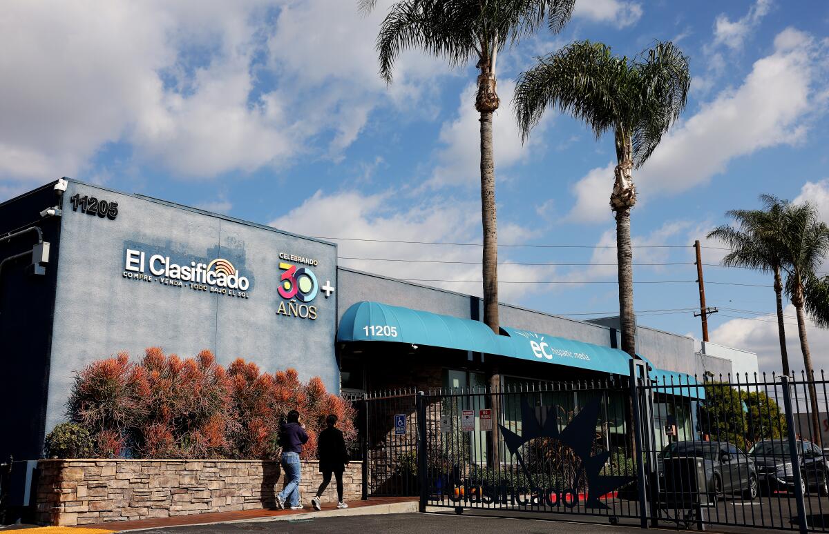 The outside of El Clasificado's office in Norwalk