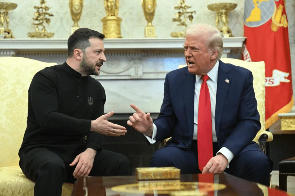 Volodymyr Zelenskyy and Donald Trump in conversation.