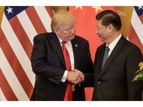 Donald Trump and China's President Xi Jinping in 2017. Photographer: Fred Dufour/AFP/Getty Images