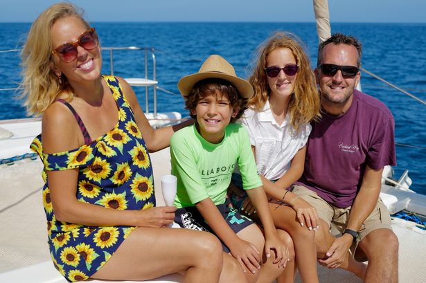 Pictured: Jasmine Harman with family, husband Jon and children Joy and Albion.