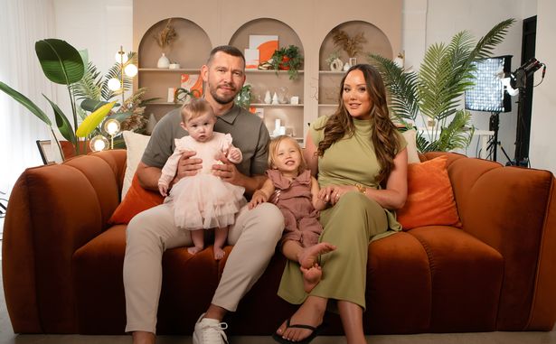 Charlotte with fiancé Jake and daughters, Alba and Pixi