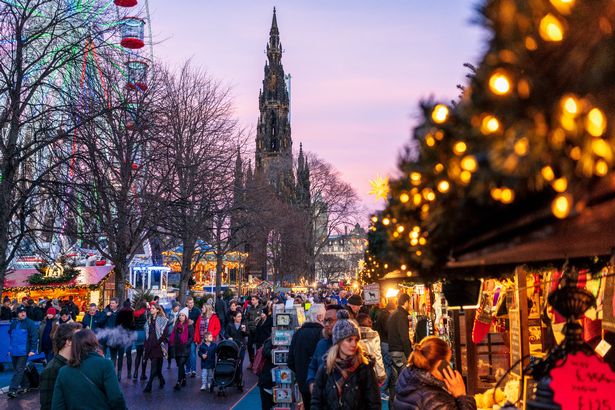Edinburgh, Scotland - People visiting market stalls in Princes Street Gardens in Edinburgh.