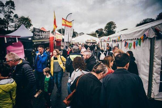 Crowds of people at the Narberth Food Festival