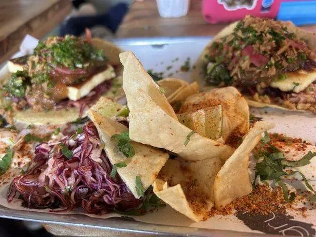 Halloumi and pineapple tacos at Hwb in Narberth
