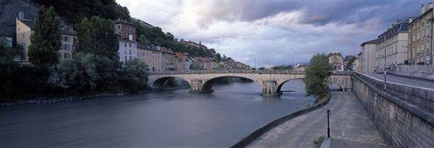 Marius Gontard Bridge and skyline of Grenoble