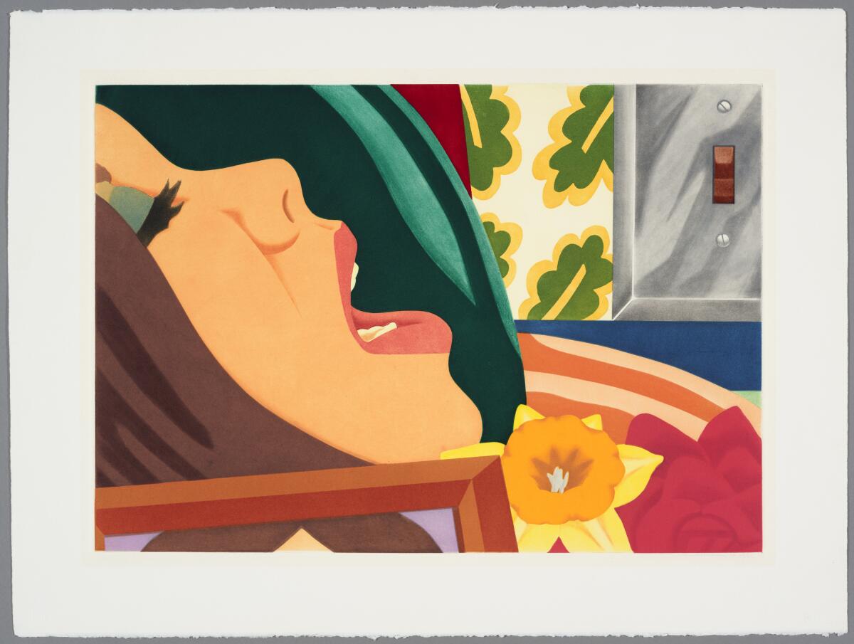 Tom Wesselman, "Bedroom Face," 1977, color aquatint