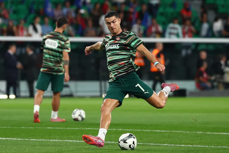 Cristiano ronaldo in action.