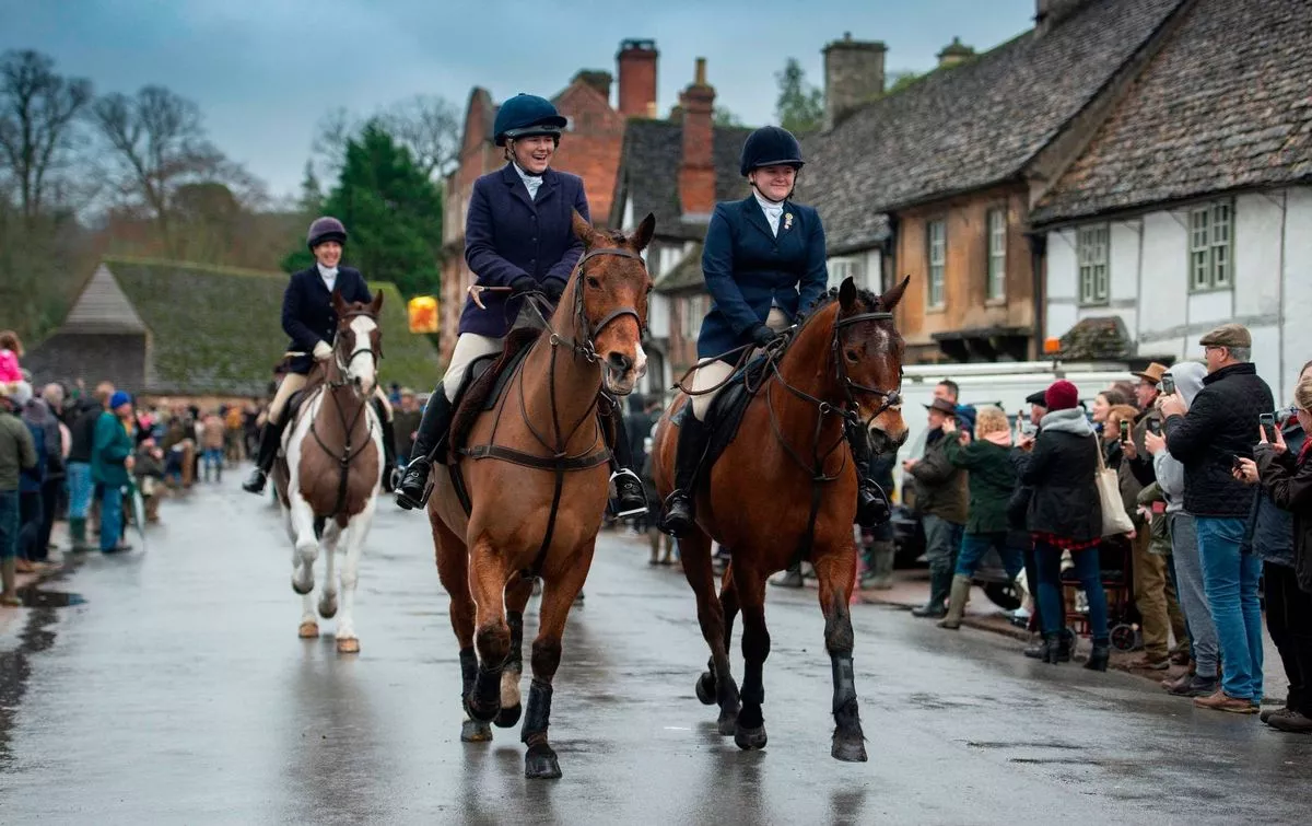 The traditional Boxing Day hunt takes place in Lacock with hundreds of spectators 