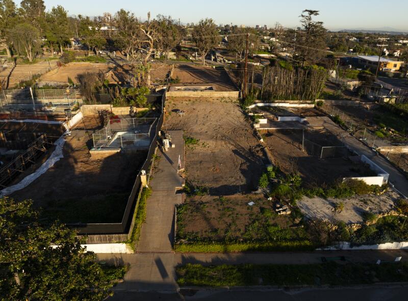 An aerial of the remains of Doran's home.