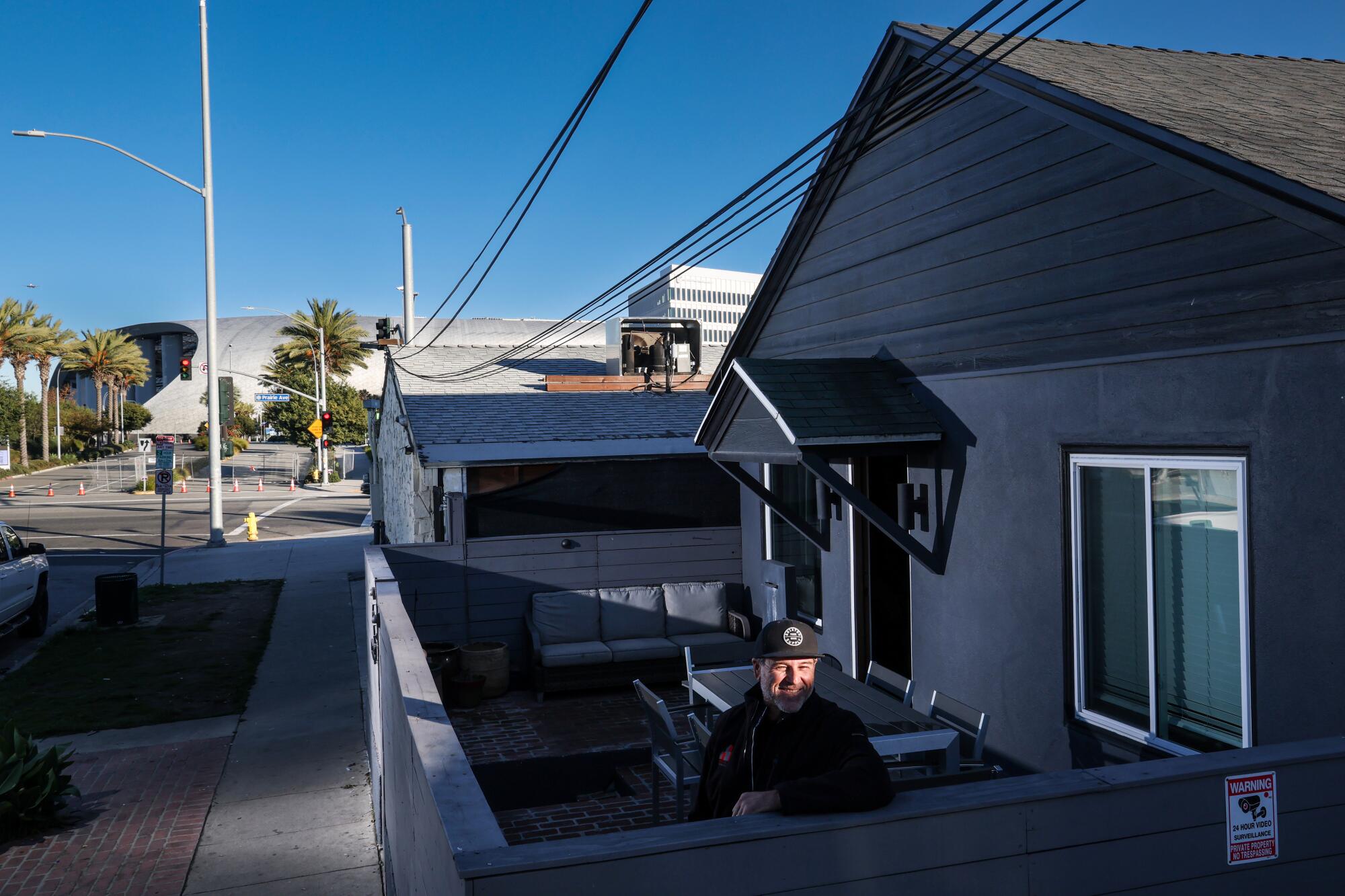 David (pictured) and Peggy Orenstein, run an Airbnb across the street from SoFi Stadium.