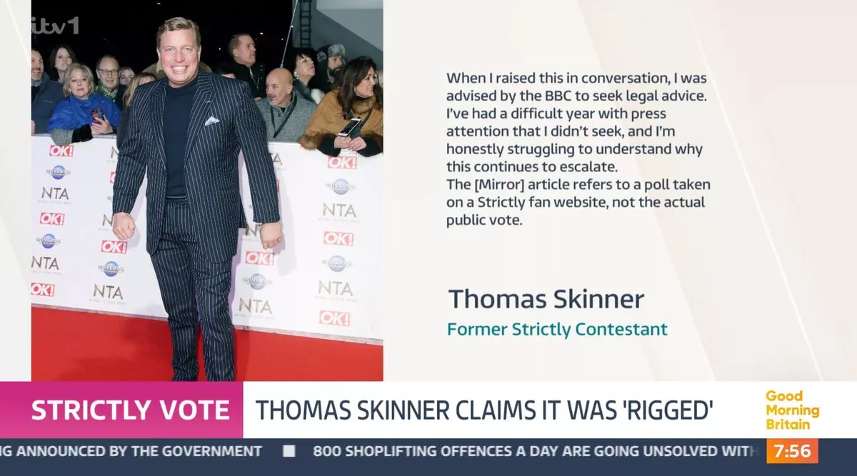 Skinner's statement was read out on Good Morning Britain