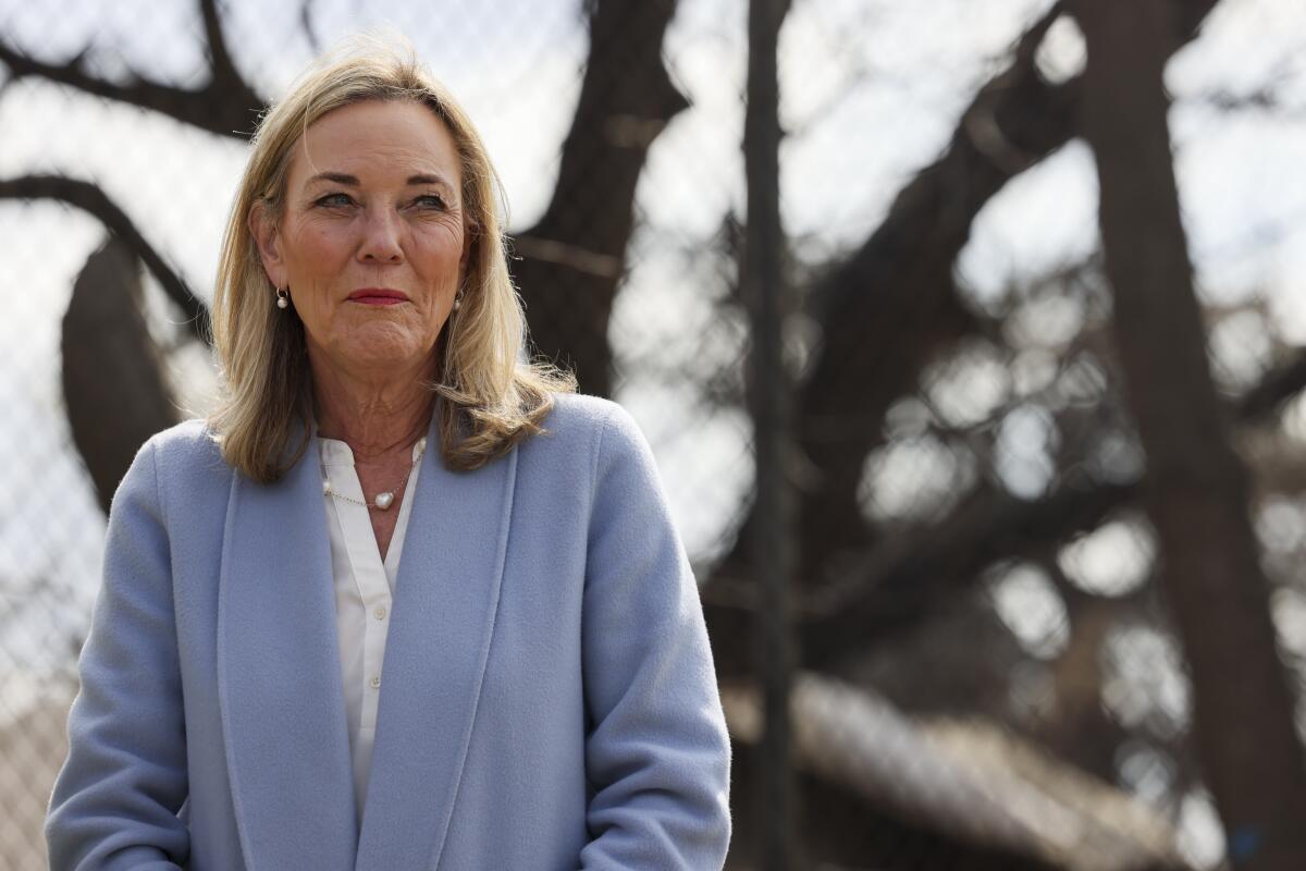 District 5 Supervisor Kathryn Barger attends a press conference.