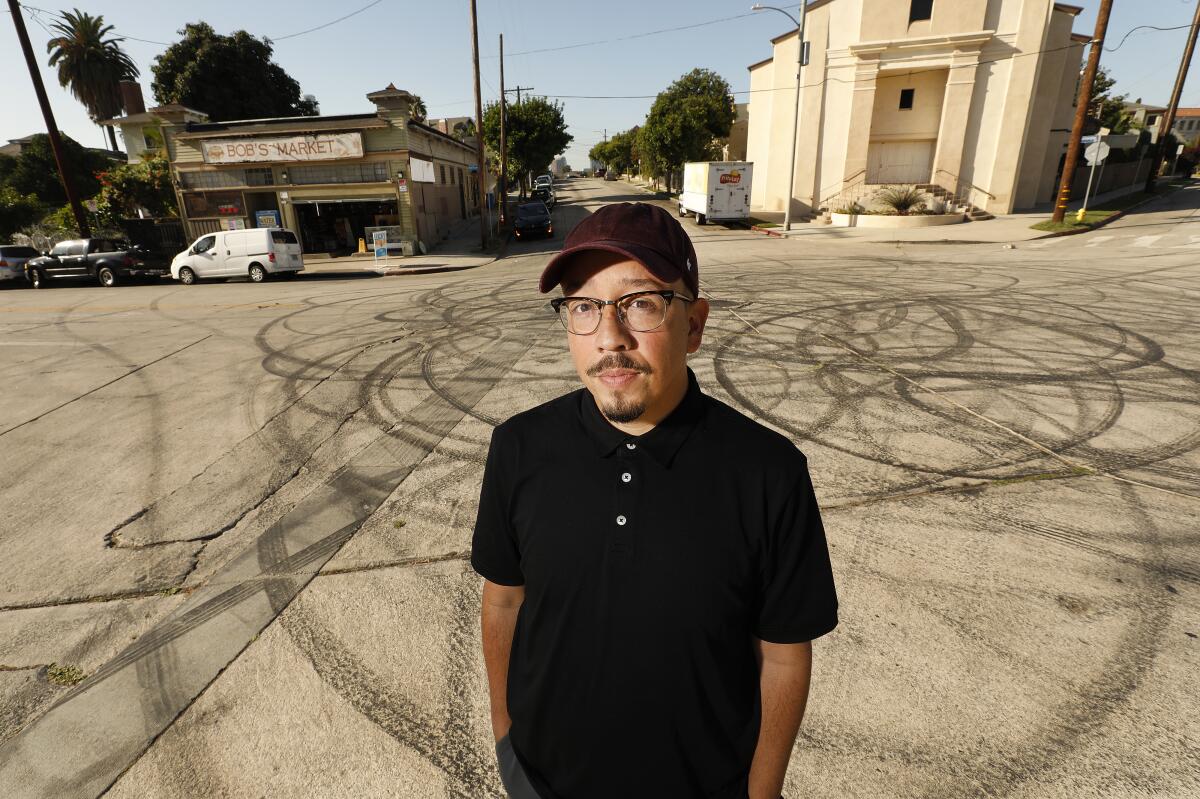 Author Shea Serrano is photographed at Toretto's Market in the Angelino Heights neighborhood.