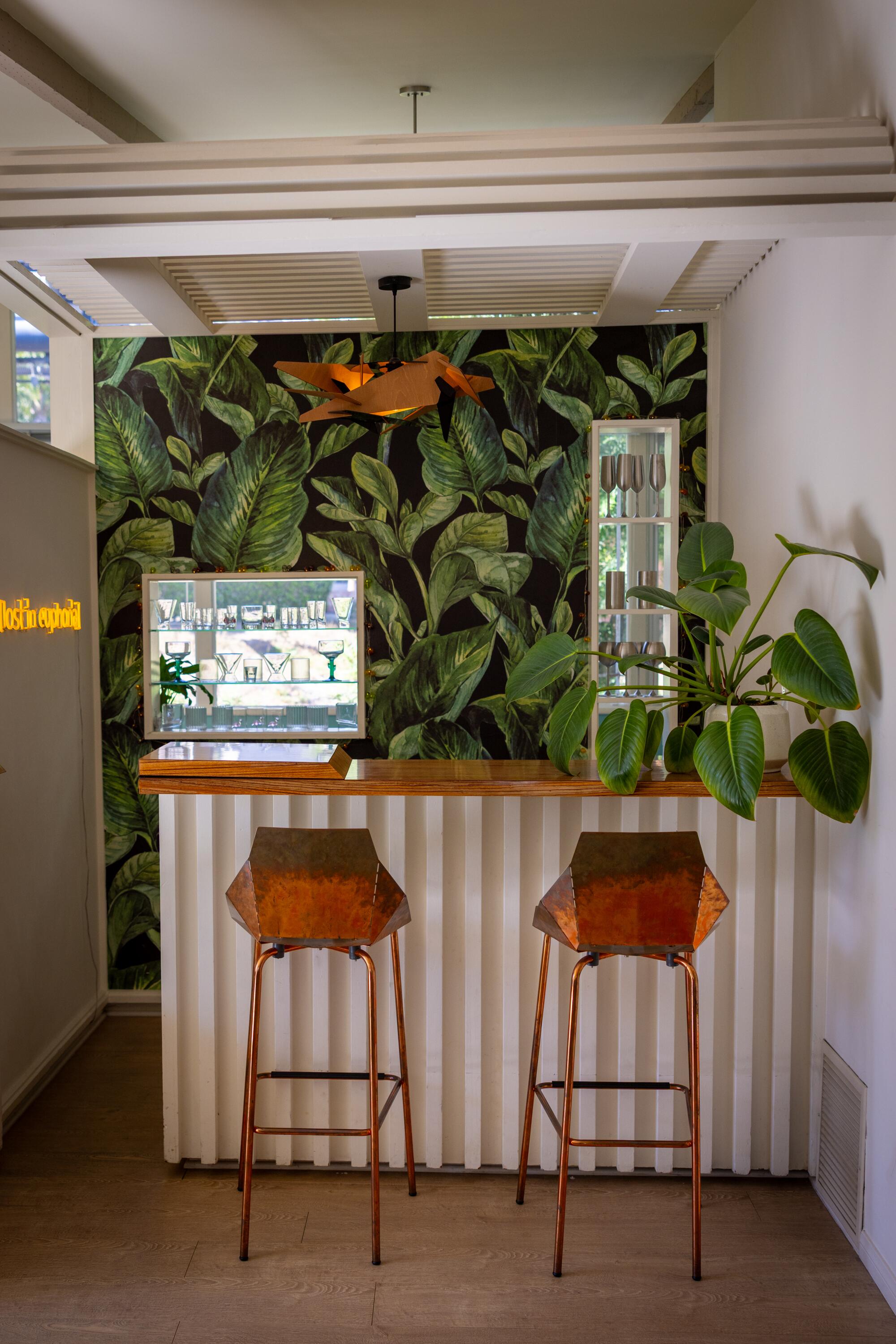 A wet bar in a West Hollywood apartment.