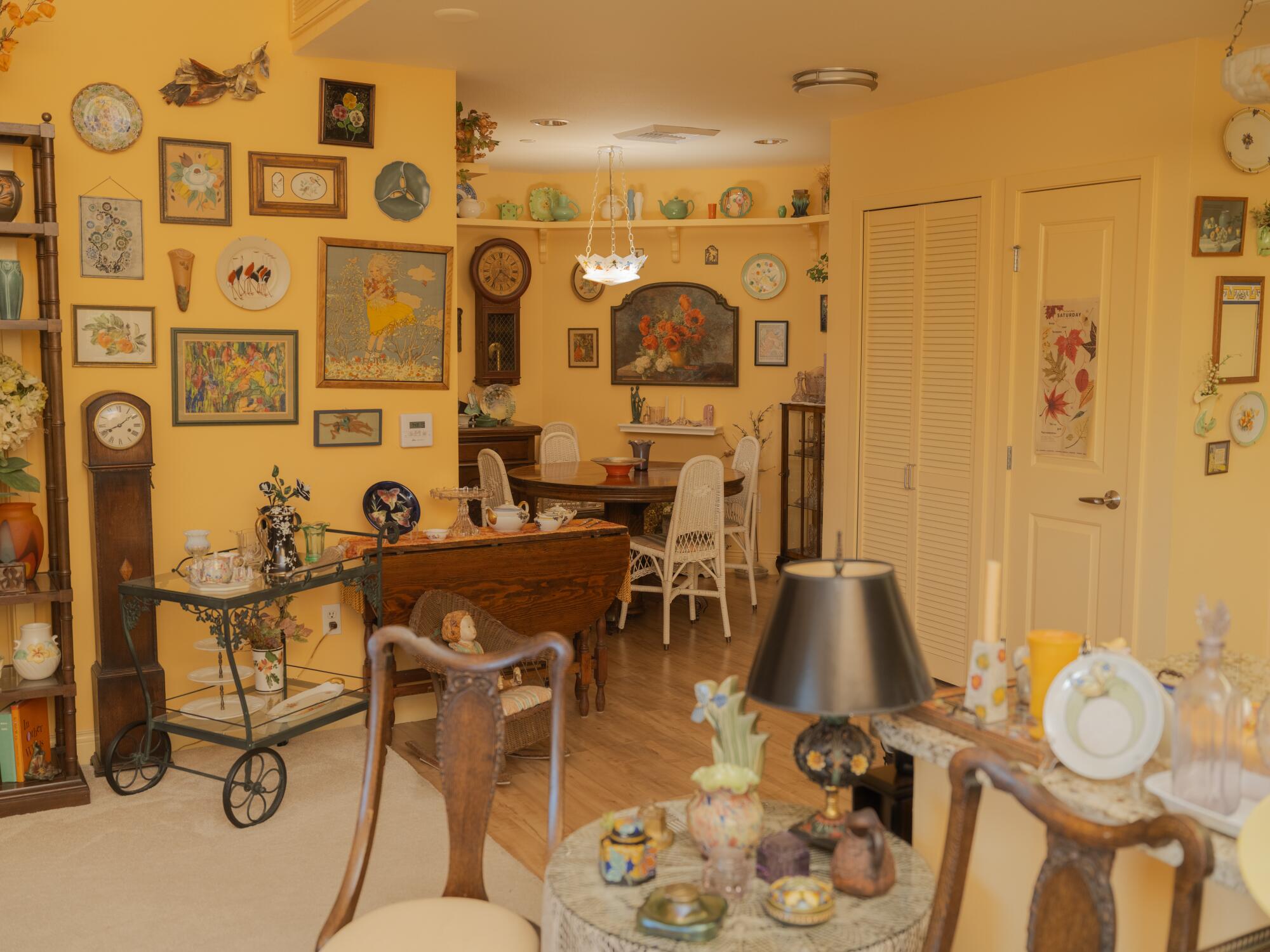 Various antiques, art and collectibles at Evelyn Bauer's apartment.