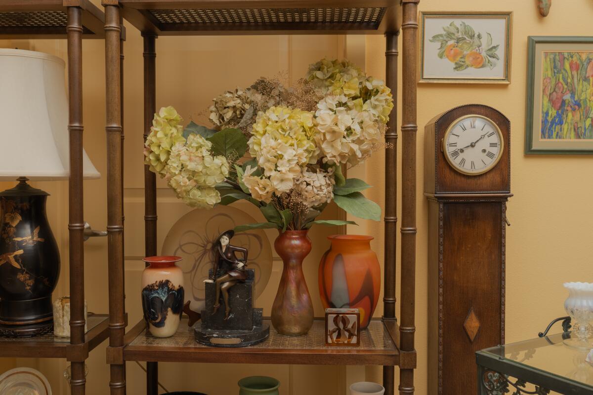 Various antiques, art and collectibles at Evelyn Bauer's apartment.