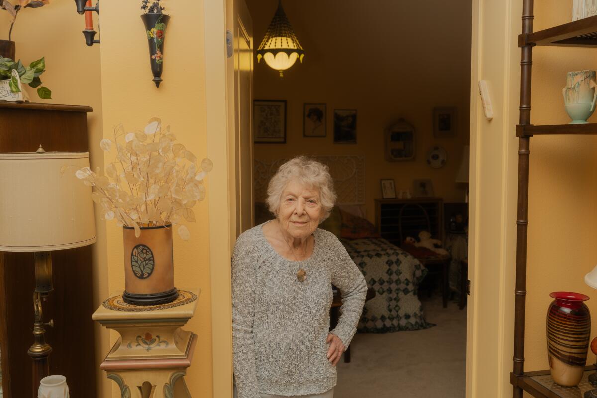 Evelyn Bauer at her two-bedroom apartment in Reseda.