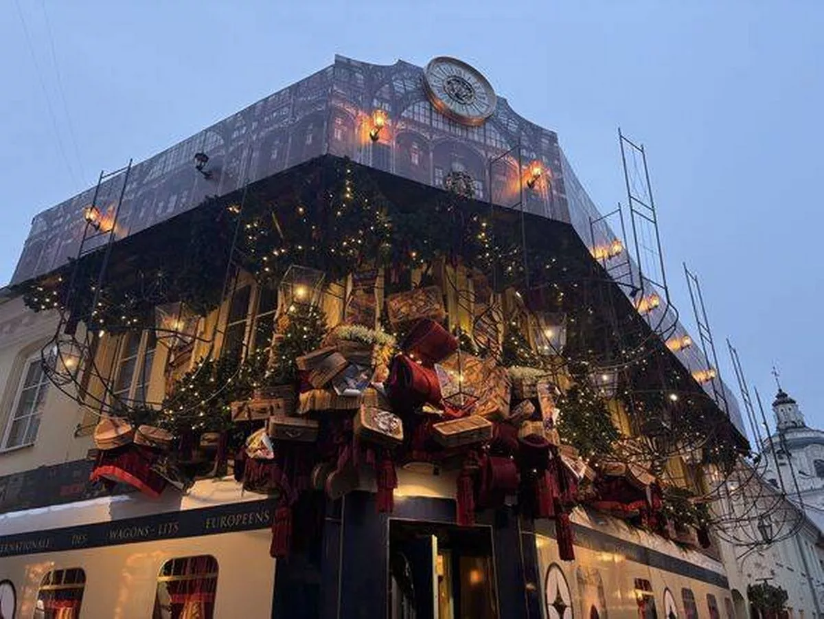 A view of one of the shops decorated for Christmas