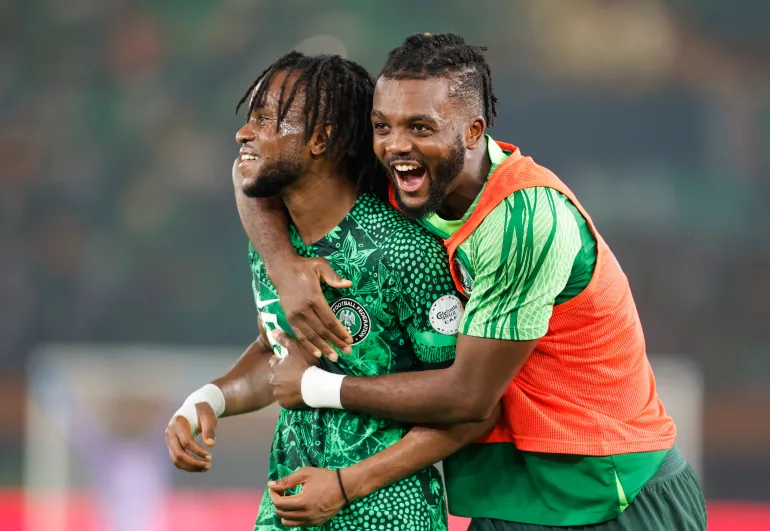Soccer Football - Africa Cup of Nations - Round of 16 - Nigeria v Cameroon - Felix Houphouet-Boigny Stadium, Abidjan, Ivory Coast - January 27, 2024 Nigeria's Ademola Lookman celebrates after the match REUTERS/Luc Gnago