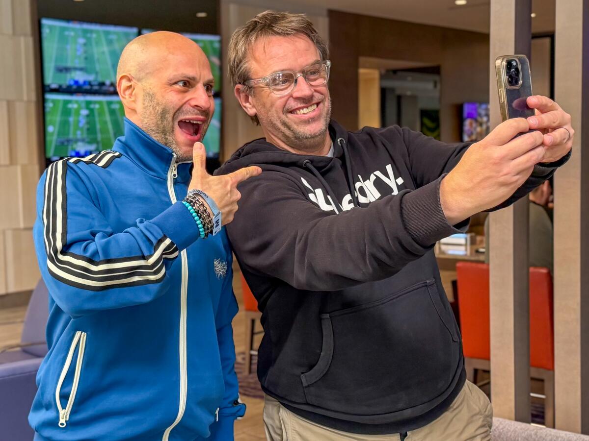 Two men taking a selfie 