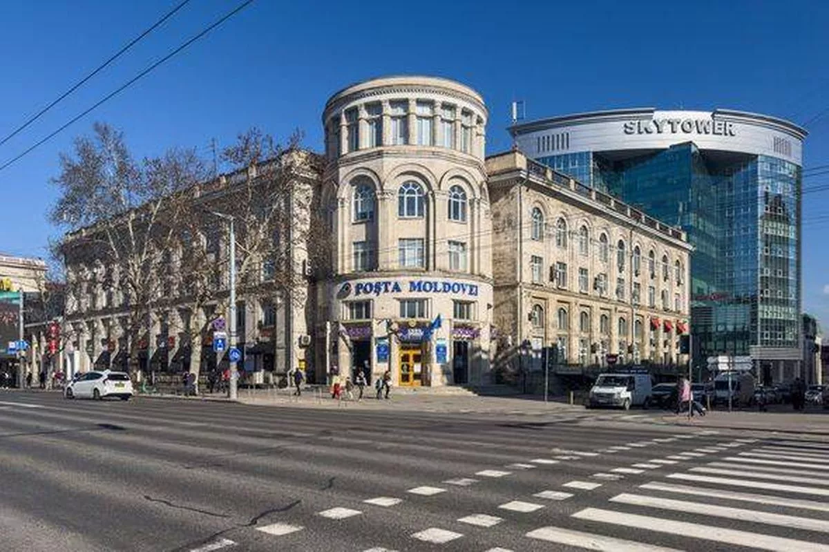 View of Chisinau downtown, the capital of the Moldova, with modern and traditional buildings