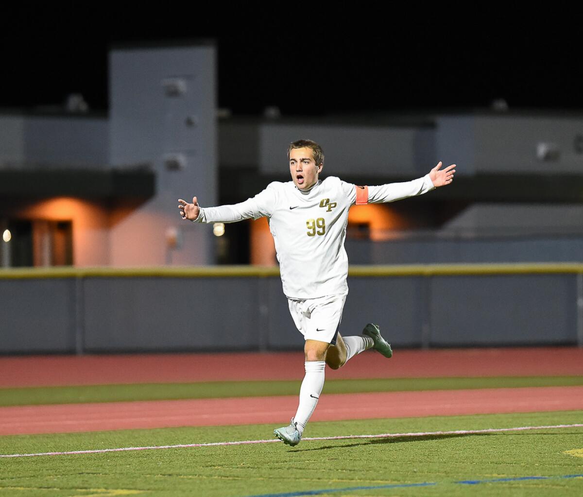 Noah Zweig celebrates after scoring for Oak Park.