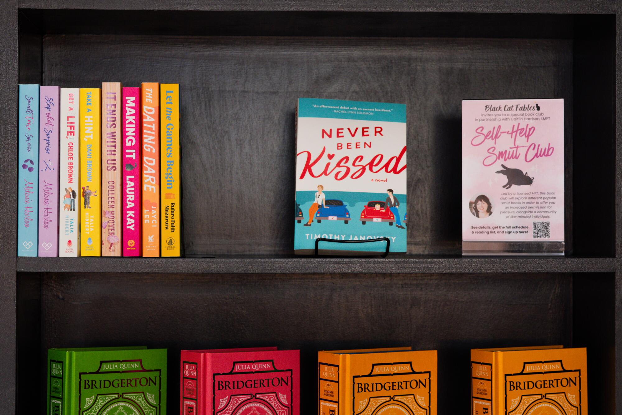 Romance novels on display at Black Cat Fables in Monrovia.