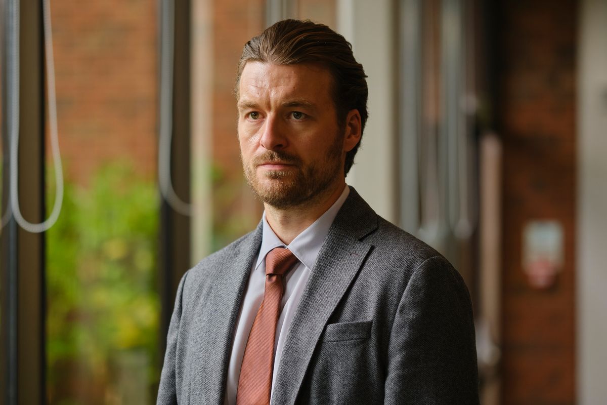 Matt Stokoe, aged 37, portrays Jo's on-screen husband Pat Holman