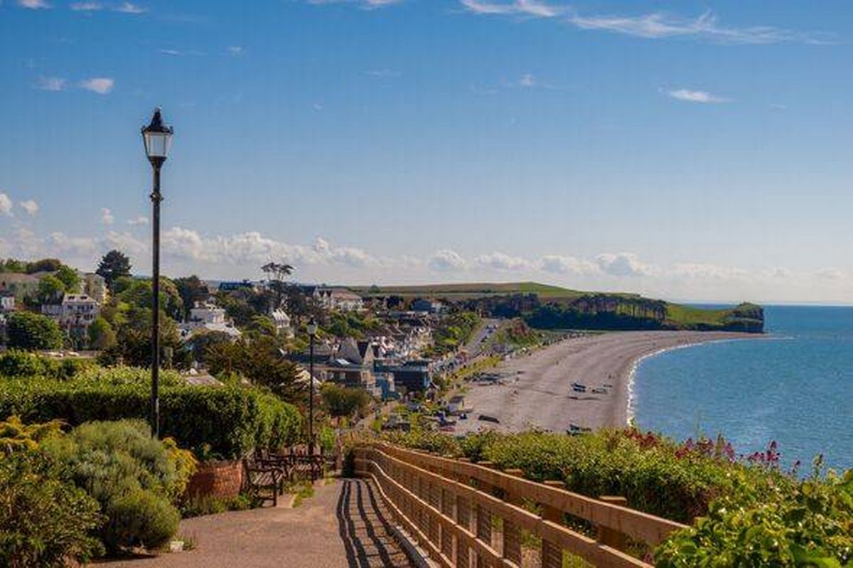 View of Budleigh Salterton, a seaside town East Devon, England