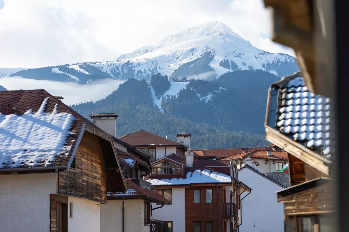 Bansko, Bulgaria Todorka peak, winter ski zone landscape panorama, snow Pirin mountains
