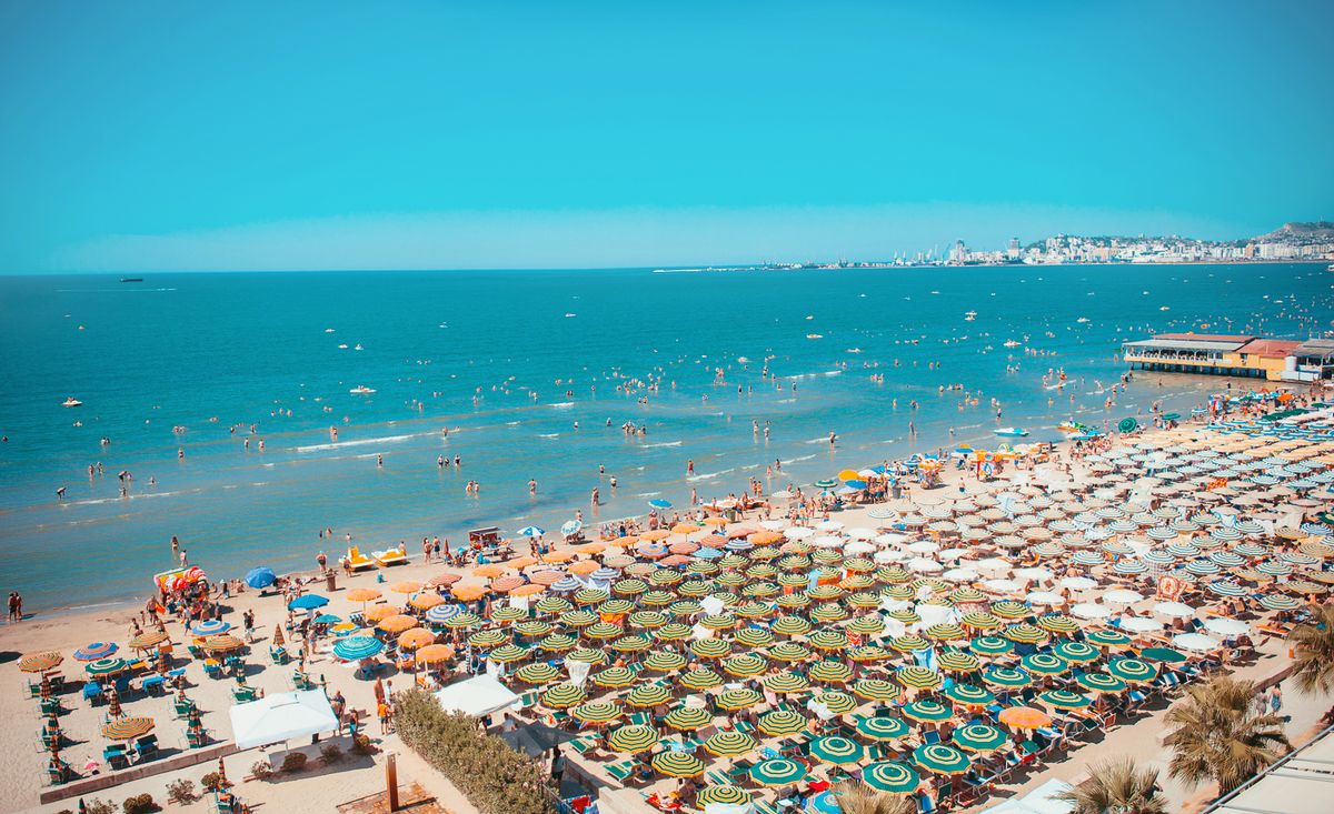 Sunny day and panoramic view to Durres beach