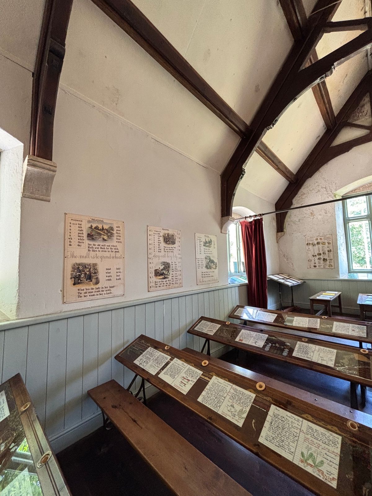 church pews with letters from residents 