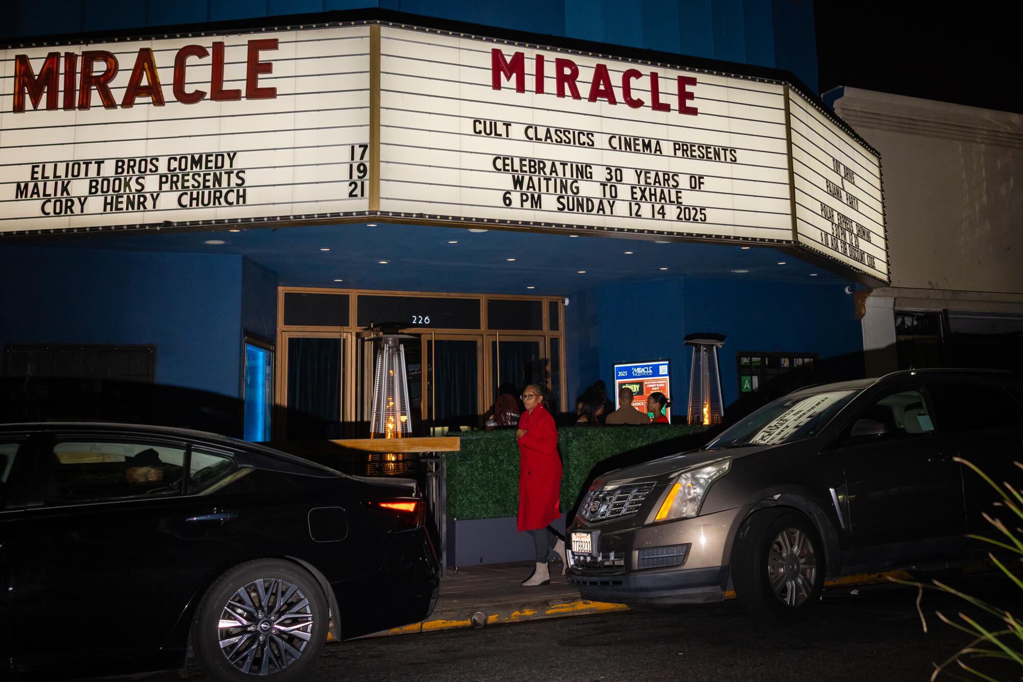 An exterior view of the Miracle Theater marquee