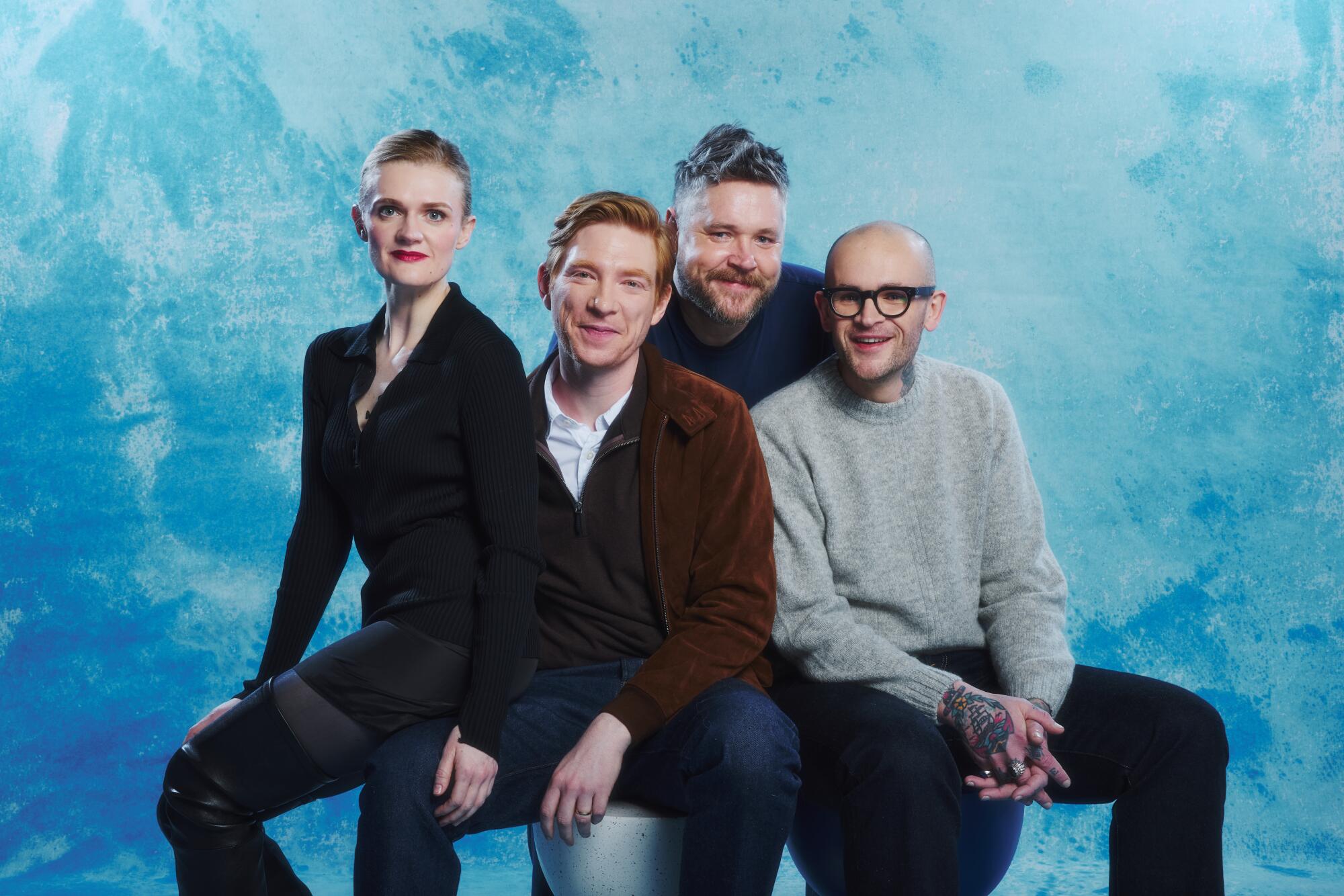 Left to right, Gayle Rankin, Domhnall Gleason, Grant O'Rourke, Louis Paxton of "The Incomer."