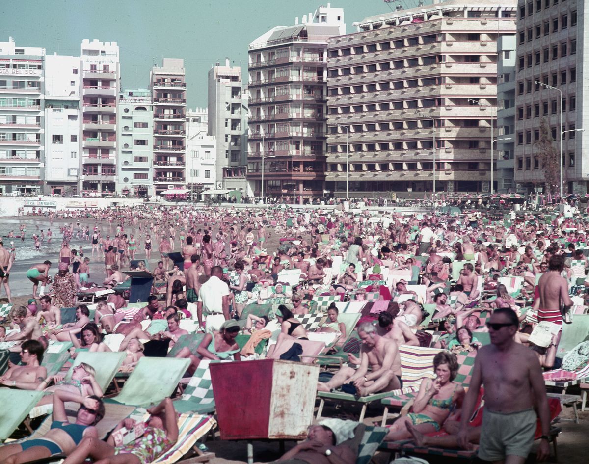 View of the beach "Las Canteras", Las Palmas, Canary Islands, Spain, 1960