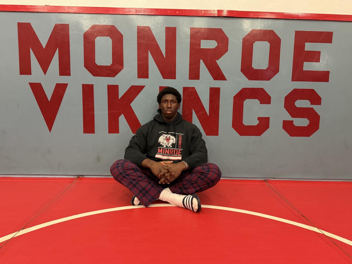 Abraham Datte of Monroe is the two-time City Section heavyweight wrestling champion and wants to be a paramedic.