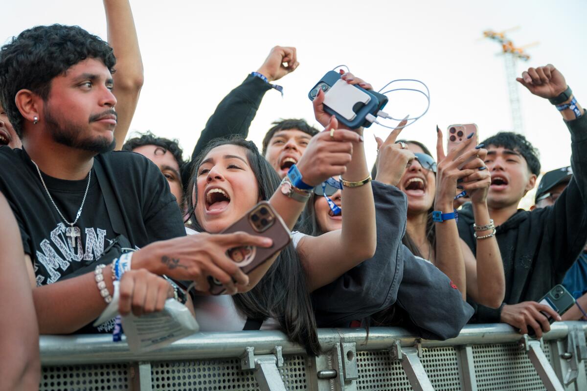 Fans cheer Sexyy Red at the Rolling Loud concert at Hollywood Park in March.