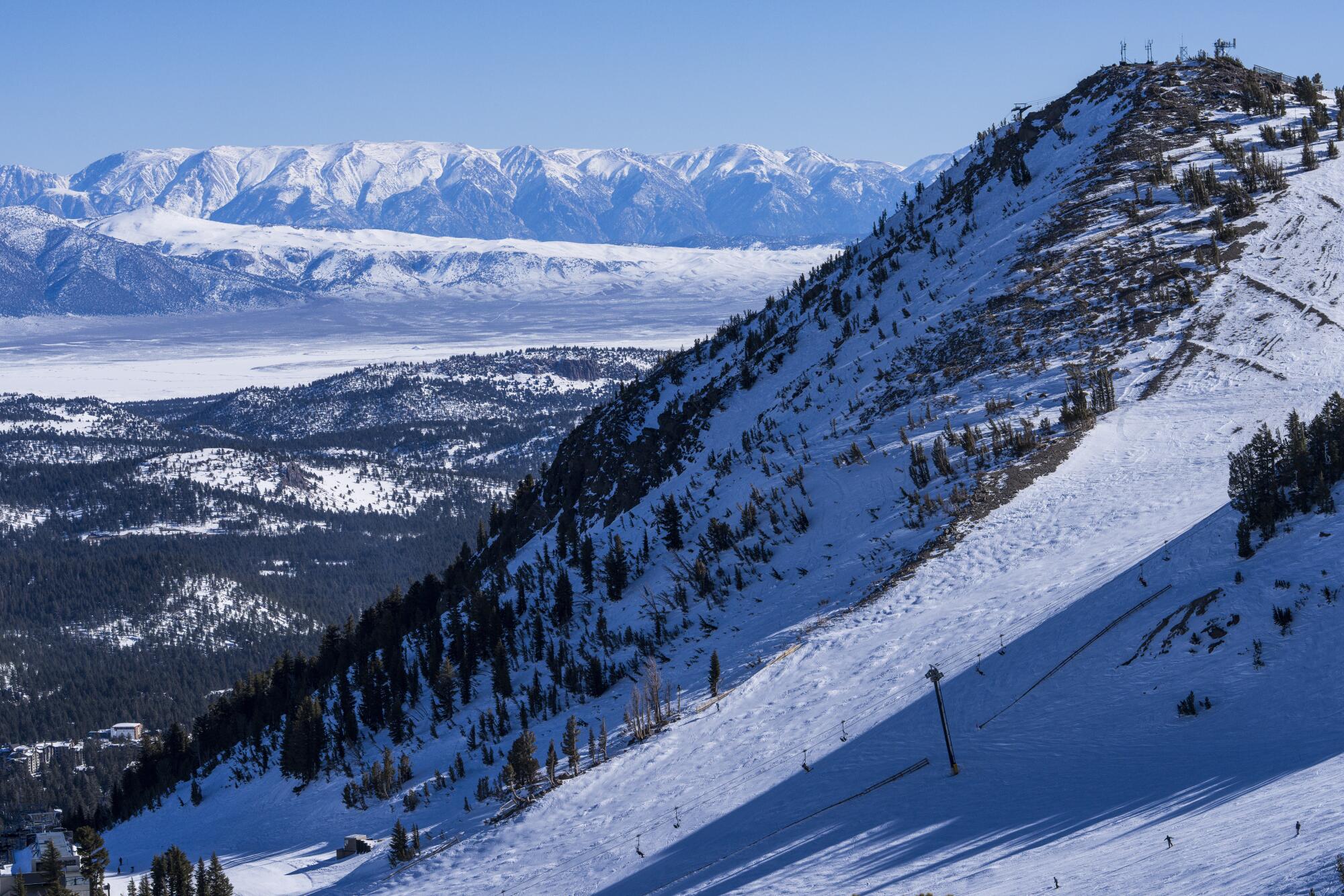 A view of the Avalanche Chutes at Mammoth, where two ski patrollers have died in the last year.